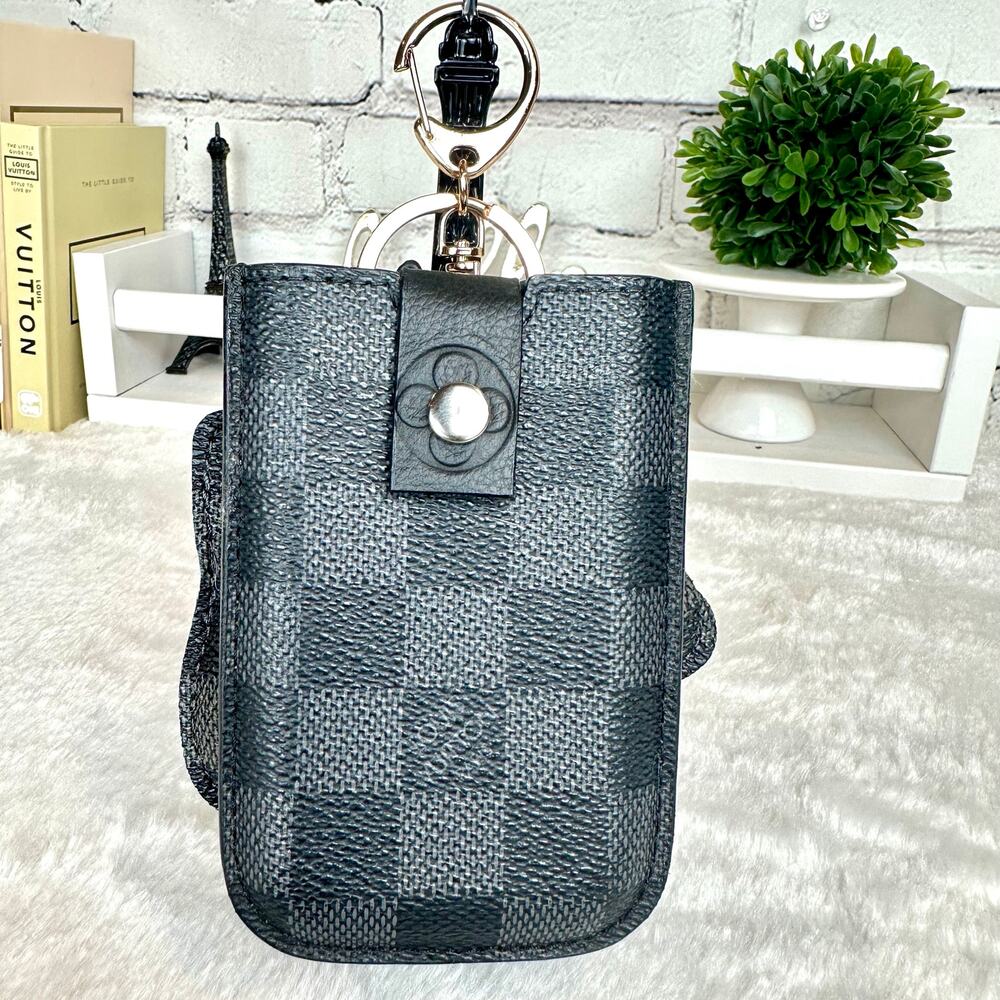 Louis Vuitton Damier Graphite black Card case keychain converted CUSTOM